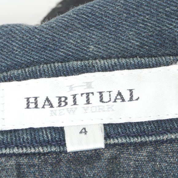 Habitual Denim Moto Style Button Up Size 4 Blue Jean Jacket - Picture 2 of 10